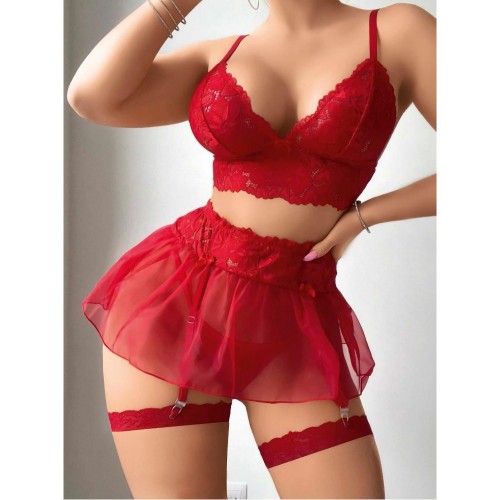 DANTEL  BRALET MİNİ ETEKLİ JARTİYER FANTEZİ TAKIM&hellip;
